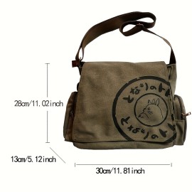 Vintage Canvas Messenger Bag, Retro Large Capacity Shoulder Bag, Women's Casual Grunge Handbag & Tote Hobo Purse