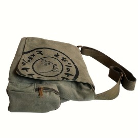 Vintage Canvas Messenger Bag, Retro Large Capacity Shoulder Bag, Women's Casual Grunge Handbag & Tote Hobo Purse