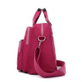 Small Solid Color Crossbody Bag, Casual Multi Pocket Handbag, Portable Mommy Bag For Travel, Going Out