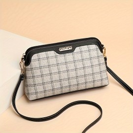 Argyle Pattern Crossbody Bag, Vintage Colorblock Shoulder Bag, Women's Every Day Purse With Zipper