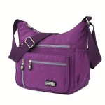 Casual Nylon Crossbody Bag, Women's Multi Pockets Purses, Solid Color Shoulder Bag For Work Travel Shopping