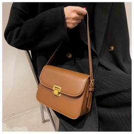 Vintage Flap Crossbody Bag, Retro PU Shoulder Bag, Women's Fashion Handbag & Purse For Commute