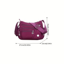 Large Capacity Crossbody Bag, Casual Simple Nylon Shoulder Bag With Multiple Compartments, Women's Fashion Versatile Handbag & Purse