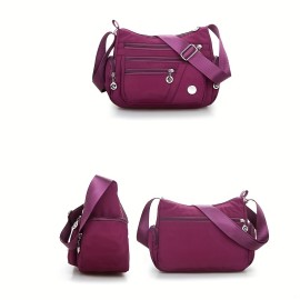 Large Capacity Crossbody Bag, Casual Simple Nylon Shoulder Bag With Multiple Compartments, Women's Fashion Versatile Handbag & Purse