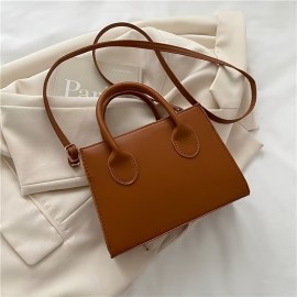 Mini Square Handbag For Women, Solid Color Crossbody Bag, Fashion PU Leather Shoulder Bag