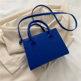 Mini Square Handbag For Women, Solid Color Crossbody Bag, Fashion PU Leather Shoulder Bag