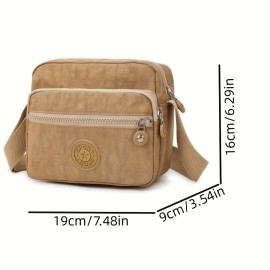 Simple Portable Square Shoulder Bag, Zipper All-Match Crossbody Bag, Solid Color Purse