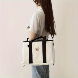 Canvas Tote Bag With Seperations, Durable Lightweight Shoulder Bag, Casual Practical Commuter Mommy Bag