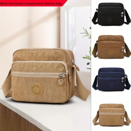 Retro Nylon Crossbody Bag, Multi Layer Mobile Phone Bag, Casual Shoulder Bag For Travel Sport