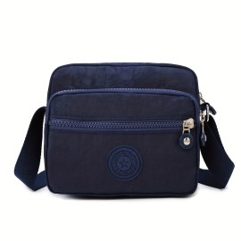 Retro Nylon Crossbody Bag, Multi Layer Mobile Phone Bag, Casual Shoulder Bag For Travel Sport