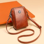 Retro Mini Crossbody Bag, Metal Decor Mobile Phone Bag, Multi Layer Shoulder Purse For Women