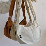 Stylish Dumpling Crossbody Bag, Solid Color Corduroy Shoulder Bag, Perfect Oblique Satchel For Everyday Use