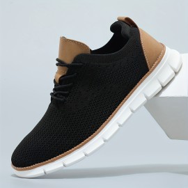 Men's Mesh Lace-up Sneakers - Athletic Shoes - Shock-absorbing And Breathable