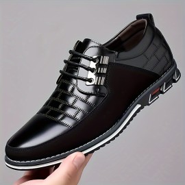 Men's Trendy Faux Leather Lace Up Sneakers With Assorted Colors, Casual Outdoor Walking Shoes