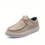 Men's Trendy Slip On Solid Loafer Shoes, Comfy Non Slip Lace Up Casual Sneakers For Men's Outdoor Activities