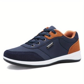 Men's Trendy Skate Shoes, Comfy Non Slip Lace Up Solid Sneakers For Men's Outdoor Activities