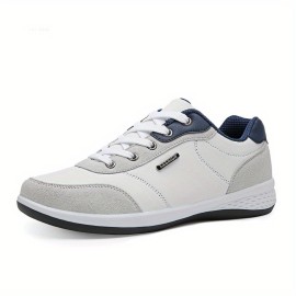 Men's Trendy Skate Shoes, Comfy Non Slip Lace Up Solid Sneakers For Men's Outdoor Activities