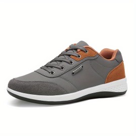 Men's Trendy Skate Shoes, Comfy Non Slip Lace Up Solid Sneakers For Men's Outdoor Activities