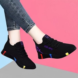 Women's Breathable Mesh Sneakers, Casual Lace Up Outdoor Shoes, Comfortable Low Top Winter Shoes