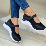 Women's Wedge Mesh Hollow Out Casual Shoes, Solid Color Hook And Loop Shoes, Breathable Walking Shoes