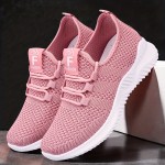 Women's Breathable Knit Sneakers, Casual Lace Up Outdoor Shoes, Lightweight Low Top Running Shoes