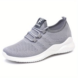 Women's Breathable Knit Sneakers, Casual Lace Up Outdoor Shoes, Lightweight Low Top Running Shoes