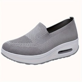 Women's Solid Color Sneakers, Soft Sole Platform Casual Slip On Shoes, Low-top Breathable Shoes