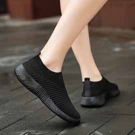 Women's Knitted Sock Shoes, Breathable Low Top Slip On Running Shoes, Casual Lightweight Sneakers