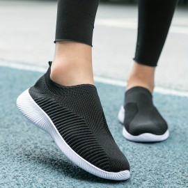 Women's Knitted Sock Shoes, Breathable Low Top Slip On Running Shoes, Casual Lightweight Sneakers