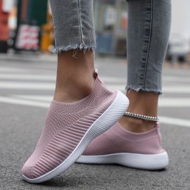 Women's Knitted Sock Shoes, Breathable Low Top Slip On Running Shoes, Casual Lightweight Sneakers