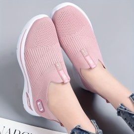 Women's Breathable Knit Sneakers, Casual Slip On Soft Sole Shoes, Lightweight Outdoor Running Shoes