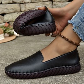 Women's Solid Color Flatform Shoes, Slip On Low-top Lightweight Soft Sole Casual Shoes, Versatile Comfy Daily Shoes