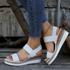 Women's Platform Espadrilles Wedge Sandals, Comfy Knit Open Toe Slip On Slingback Shoes, Casual Summer Sandals