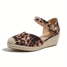 Women's Espadrille Wedge Sandals, Closed Toe Ankle Strap D'Orsay Shoes, Casual Non Slip Sandals