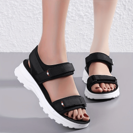 Women's Platform Sandals, Comfortable Open Toe Hook & Loop Strap Shoes, Women's Casual Outdoor Shoes