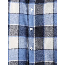 Color Block Big Plaid Pattern Men's Long Sleeve Button Up Shirt For Spring Fall Outdoor