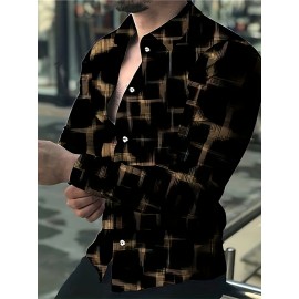 Retro Style Men's Long Sleeve Slim Fit Button Up Shirt For Spring Fall Outdoor