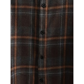 Big Plaid Pattern Men's Vintage Daily Long Sleeve Button Up Shirt For Fall Winter