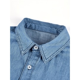 Men's Casual Button Up Long Sleeve Denim Shirt With Chest Pockets, Men's Clothes For Spring Summer Autumn, Tops For Men