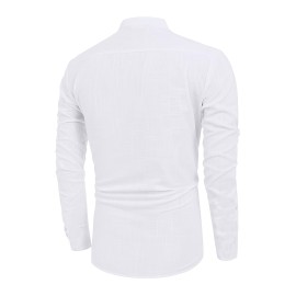 Men's Henley Shirt Long Sleeve Hippie Shirts Casual Beach T-Shirt