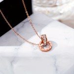 1pc Trendy Creative Double Rings Roman Numeral Pendant Necklace Decorative Accessories For Holiday Party Gift Men Accessories