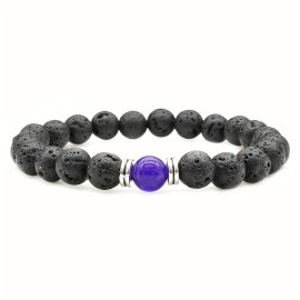 Men's Lava Stone Can Drop Essential Oil Bead Bracelet