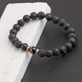 Men's Lava Stone Can Drop Essential Oil Bead Bracelet