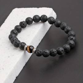 Men's Lava Stone Can Drop Essential Oil Bead Bracelet