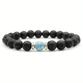 Men's Lava Stone Can Drop Essential Oil Bead Bracelet