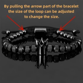 1pc Luxury Roman Royal Crown Charm Bracelet Men's Stainless Steel Geometry Open Adjustable Bracelets Couple Jewelry Gift