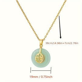 1pc Retro Fashion Temperament Versatile Peace Buckle Golden Stainless Steel Lucky Necklace, Charm Long Clavicle Chain For Men Women