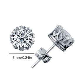 1pair Stunning Small Crystal Crown Earrings Round Zirconia Dazzling Earrings Shine With Magnificence For Men Perfect Gifts For Women