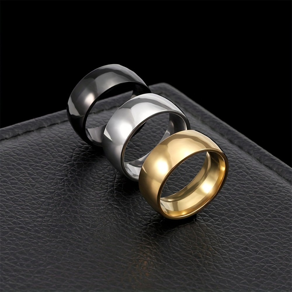 1pc Fashion Classic Simple 8MM Wide Men's Stainless Steel Ring