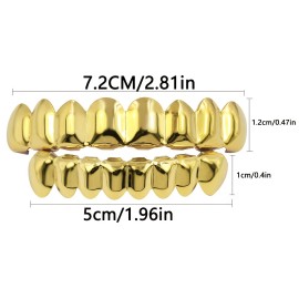 1 Set 8 Upper Teeth And 8 Lower Teeth Grillz, Men's Hip-hop Teeth Grillz, Halloween Party Teeth Jewelry